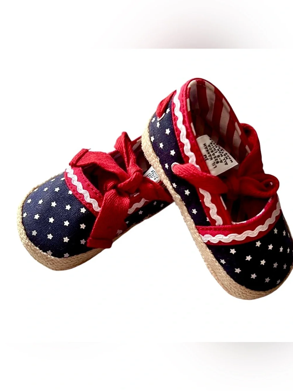NWB Tommy Hilfiger Navy Star Canvas Baby Mary Jane Shoes with Red Trim 3M